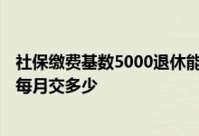 社保缴费基数5000退休能领多少一个月 缴费基数5000社保每月交多少 