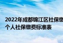 2022年成都锦江区社保缴费标准基数及比例一览表 2022年个人社保缴费标准表 
