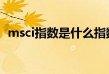 msci指数是什么指数 msci指数是什么意思