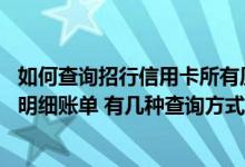 如何查询招行信用卡所有历史账单 怎么查询招行信用卡消费明细账单 有几种查询方式