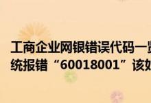 工商企业网银错误代码一览表 工商银行：登录企业网银时系统报错“60018001”该如何处理