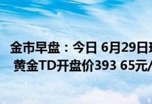金市早盘：今日 6月29日现货黄金开盘价1819 70美元/盎司 黄金TD开盘价393 65元/克