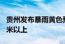 贵州发布暴雨黄色预警局地降雨量将达100毫米以上