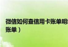 微信如何查信用卡账单明细（南京银行信用卡微信上怎么查账单）