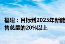 福建：目标到2025年新能源汽车新车销售量达到汽车新车销售总量的20%以上