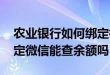 农业银行如何绑定微信查询余额 农业银行绑定微信能查余额吗