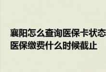 襄阳怎么查询医保卡状态是否正常 襄阳2022年度城乡居民医保缴费什么时候截止 