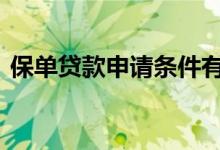保单贷款申请条件有哪些 保单贷款申请条件