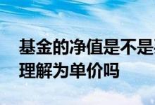 基金的净值是不是买入的单价 基金净值可以理解为单价吗