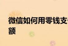 微信如何用零钱支付 微信如何用零钱支付金额