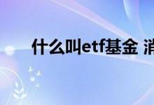 什么叫etf基金 消费FTF是指数基金吗