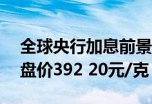 全球央行加息前景 6月30日沪金主力午盘开盘价392 20元/克