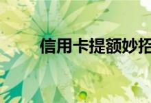 信用卡提额妙招 信用卡提额的技巧