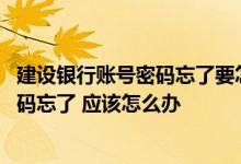 建设银行账号密码忘了要怎么办 建设银行：我的电话银行密码忘了 应该怎么办