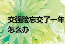 交强险忘交了一年怎么办 交强险忘交了一年怎么办