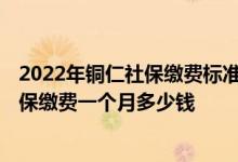 2022年铜仁社保缴费标准基数及比例一览表 2022年铜仁社保缴费一个月多少钱 