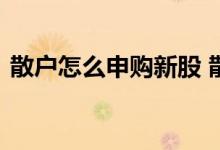散户怎么申购新股 散户如何能够申购到新股