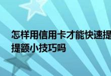 怎样用信用卡才能快速提额 如何给信用卡快速提额 有哪些提额小技巧吗