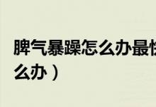 脾气暴躁怎么办最快最好的方法（脾气暴躁怎么办）