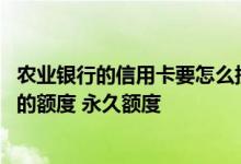 农业银行的信用卡要怎么提升额度 如何提高农业银行信用卡的额度 永久额度