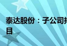 泰达股份：子公司拟投建生物质能热电联产项目