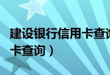 建设银行信用卡查询申请进度（建设银行信用卡查询）