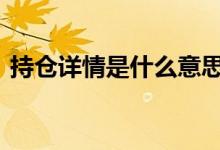 持仓详情是什么意思 持仓和可用是什么意思