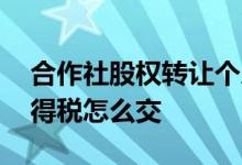 合作社股权转让个人所得税 股权转让个人所得税怎么交