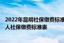 2022年昆明社保缴费标准基数及比例一览表 昆明2022年个人社保缴费标准表 