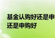基金认购好还是申购好区别在哪 基金认购好还是申购好