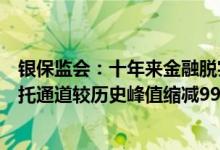 银保监会：十年来金融脱实向虚势头得到扭转同业理财、信托通道较历史峰值缩减99%和80%