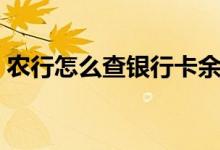 农行怎么查银行卡余额（介绍这些查询方式）