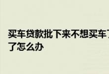 买车贷款批下来不想买车了怎么办 贷款批下来了但是不想用了怎么办