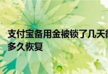 支付宝备用金被锁了几天能开通 支付宝备用金逾期一天被锁多久恢复
