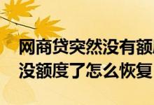 网商贷突然没有额度了如何恢复 网商贷突然没额度了怎么恢复