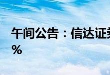 午间公告：信达证券减持合纵科技累计达到1%