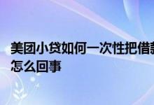 美团小贷如何一次性把借款结清 美团生意贷要求一次性还款怎么回事