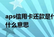 aps信用卡还款是什么意思 aps信用卡还款是什么意思