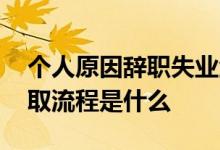 个人原因辞职失业金怎么领取 个人失业金领取流程是什么 