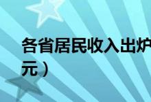 各省居民收入出炉（人均可支配收入28228元）