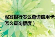 深发银行怎么查询信用卡进度（深发银行信用卡申请通过后怎么查询额度）