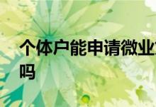 个体户能申请微业贷嘛 个人可以申请微业贷吗