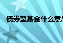 债券型基金什么意思 债券型基金什么意思