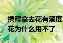 携程拿去花有额度为什么用不了 携程的借去花为什么用不了