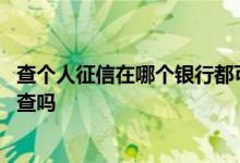 查个人征信在哪个银行都可以查吗 查询个人征信必须去银行查吗