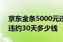 京东金条5000元违约一天多少钱 金条5000违约30天多少钱