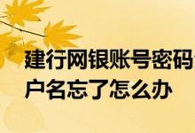 建行网银账号密码全忘了怎么办 建行网银用户名忘了怎么办