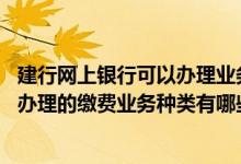 建行网上银行可以办理业务吗 建设银行：建行网上银行可以办理的缴费业务种类有哪些