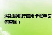 深发展银行信用卡账单怎么查询（深发银行信用卡的积分如何查询）