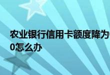 农业银行信用卡额度降为0怎么办 工商银行信用卡额度降为0怎么办